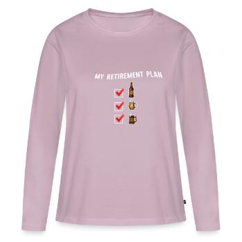 Plan de retraite dans la bière Drôle buveur d’alcool Wodk - T-shirt manches longues Premium bio Femme - rose poudré - Devant - Julia (174cm)