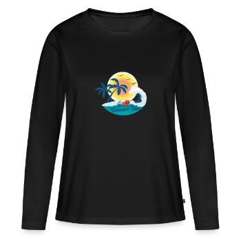 Heure d'été - T-shirt manches longues Premium bio Femme - noir - Devant - Julia (174cm)