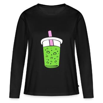 Matcha - Frauen Premium Bio Langarmshirt - Schwarz - Vorne - Julia (174cm)