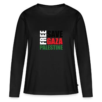 Free Palestine Sava Gaza Palästina Flagge Farben - Frauen Premium Bio Langarmshirt - Schwarz - Vorne - Julia (174cm)