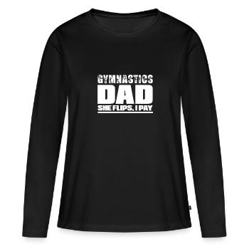 Soutien des pères de gymnastique avec fierté - T-shirt manches longues Premium bio Femme - noir - Devant - Julia (174cm)