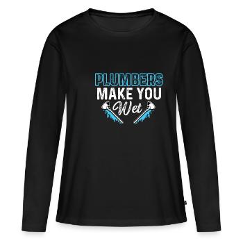 Faites-vous mouiller Happy Worker Gift - T-shirt manches longues Premium bio Femme - noir - Devant - Julia (174cm)