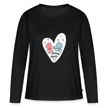 TWINS INSIDE BÉBÉ ENCEINTES JUMEAUX - T-shirt manches longues Premium bio Femme - noir - Devant - Julia (174cm)
