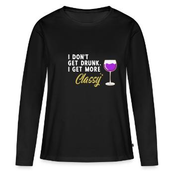 Je ne me saoule pas, je deviens plus élégant Al - T-shirt manches longues Premium bio Femme - noir - Devant - Julia (174cm)
