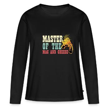 Maccaroni et fromage Nourriture Vlogger Cadeau - T-shirt manches longues Premium bio Femme - noir - Devant - Julia (174cm)