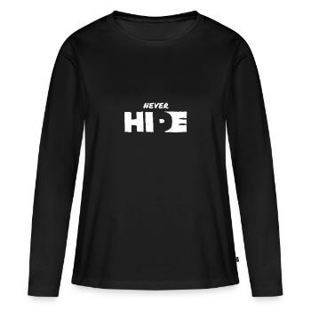 Courage – Pour ceux qui osent faire le premier pas - T-shirt manches longues Premium bio Femme - noir - Devant - Julia (174cm)