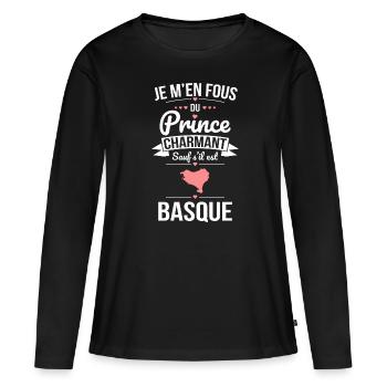Fous du prince charmant, sauf s'il est Basque - T-shirt manches longues Premium bio Femme - noir - Devant - Julia (174cm)