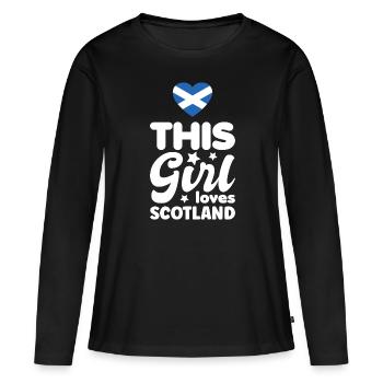 Drapeau de l’Écosse Drapeau écossais Alba GB Royaume-Uni - T-shirt manches longues Premium bio Femme - noir - Devant - Julia (174cm)