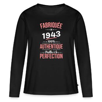 Anniversaire 81 ans - Fabriquée en 1943 - T-shirt manches longues Premium bio Femme - noir - Devant - Julia (174cm)