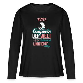 Meilleure pêcheuse au monde - 100 % authentique - T-shirt manches longues Premium bio Femme - noir - Devant - Julia (174cm)