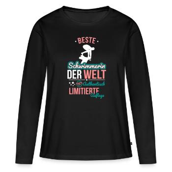 Beste Schwimmerin der Welt - 100% Authentisch - Frauen Premium Bio Langarmshirt - Schwarz - Vorne - Julia (174cm)