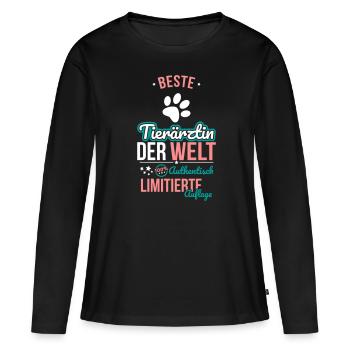 Meilleure femme vétérinaire du monde - 100 % authentique - T-shirt manches longues Premium bio Femme - noir - Devant - Julia (174cm)