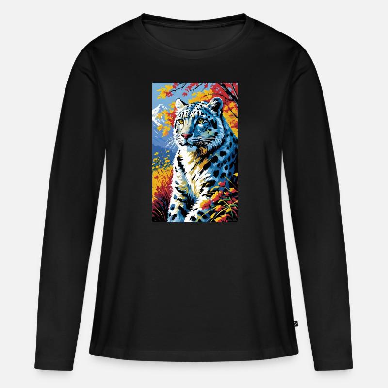 Snow Leopard | Leopard | Predator - Women's Premium Organic Long Sleeve Shirt - black
