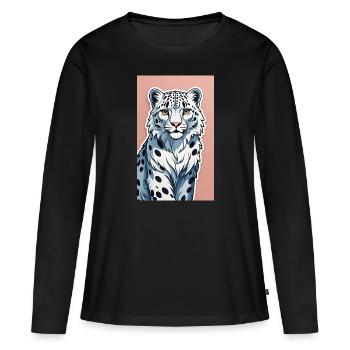 Schneeleopard | Leopard | Raubtier - Frauen Premium Bio Langarmshirt - Schwarz - Vorne - Julia (174cm)
