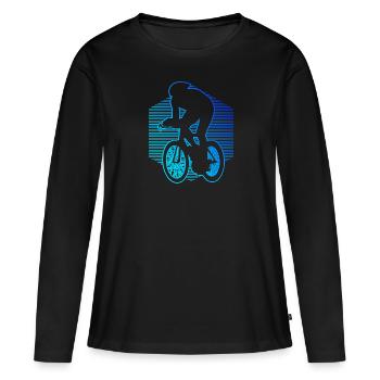 Courses de vélo de route cyclisme cyclistes de course hommes - T-shirt manches longues Premium bio Femme - noir - Devant - Julia (174cm)