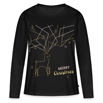 Filigrane de cerf, Joyeux Noël - T-shirt manches longues Premium bio Femme - noir - Devant - Julia (174cm)