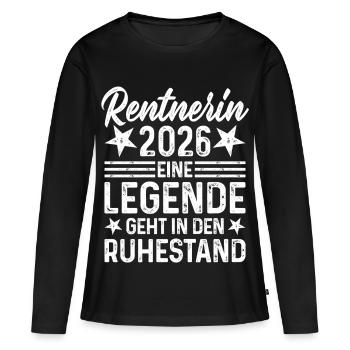 Retraité 2026 Une légende prend sa retraite - T-shirt manches longues Premium bio Femme - noir - Devant - Julia (174cm)