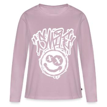 Smile Face Graphitti Letters - Women's Premium Organic Long Sleeve Shirt - dusky pink - Front - Julia (174cm)