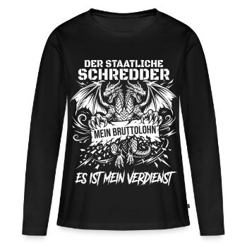 Der Staatliche Drachen Schredder - Frauen Premium Bio Langarmshirt - Schwarz - Vorne - Julia (174cm)
