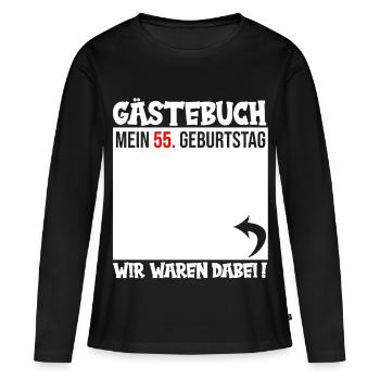Gästebuch 55. Geburtstag – Retro-Layout - Frauen Premium Bio Langarmshirt - Schwarz - Vorne - Julia (174cm)