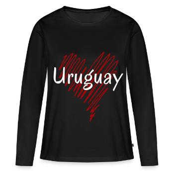 J’aime l’Uruguay, c’est l’Uruguay - T-shirt manches longues Premium bio Femme - noir - Devant - Julia (174cm)
