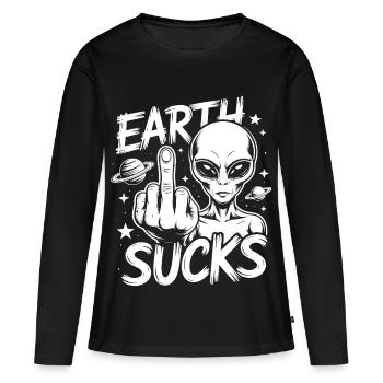 Doigt Puant Extraterrestre - T-shirt manches longues Premium bio Femme - noir - Devant - Julia (174cm)