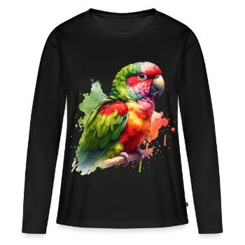 Don de la perruche Alexandra - T-shirt manches longues Premium bio Femme - noir - Devant - Julia (174cm)