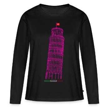 Tour ardoise dessinée par Pise - T-shirt manches longues Premium bio Femme - noir - Devant - Julia (174cm)