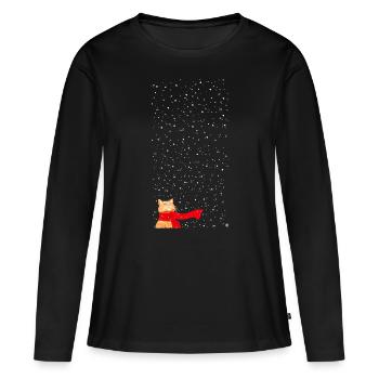 Schneekatze getigert (lang) - Frauen Premium Bio Langarmshirt - Schwarz - Vorne - Julia (174cm)