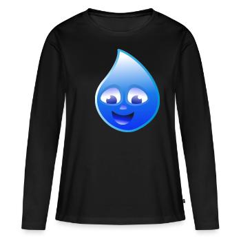 Gouttes d’eau - T-shirt manches longues Premium bio Femme - noir - Devant - Julia (174cm)