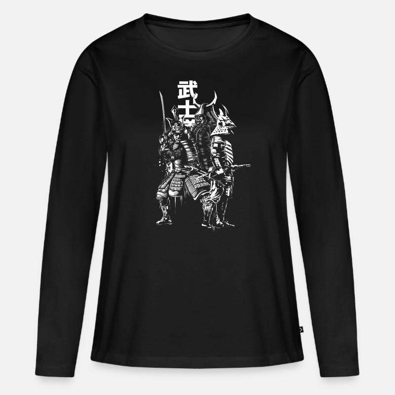 Samurai - Frauen Premium Bio Langarmshirt - Schwarz