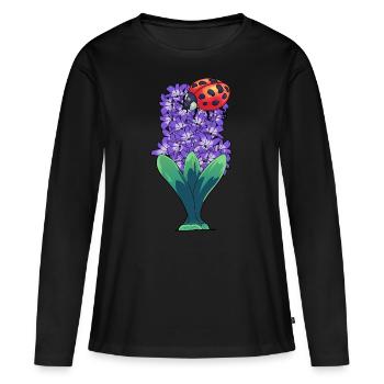 Au printemps Pâques Coccinelle Printemps Nature - T-shirt manches longues Premium bio Femme - noir - Devant - Julia (174cm)