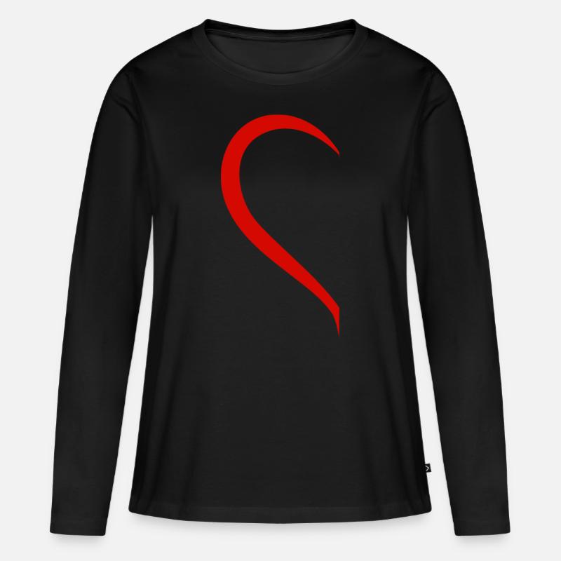 Herz rot Liebe - Frauen Premium Bio Langarmshirt - Schwarz