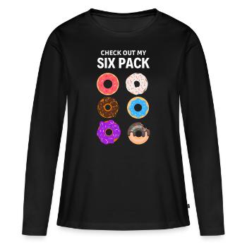 découvrez mon pack de six. Beignet de six paquets - T-shirt manches longues Premium bio Femme - noir - Devant - Julia (174cm)