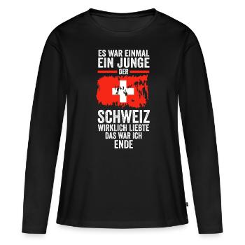 Schweiz Schweizer - Frauen Premium Bio Langarmshirt - Schwarz - Vorne - Julia (174cm)