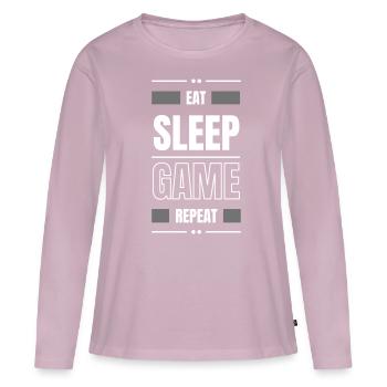 eat sleep game repeat gift idea gamble saying - Women's Premium Organic Long Sleeve Shirt - dusky pink - Front - Julia (174cm)
