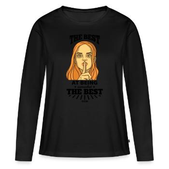 die beste - Frauen Premium Bio Langarmshirt - Schwarz - Vorne - Julia (174cm)