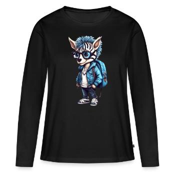 Dessin animé zébré mignon - T-shirt manches longues Premium bio Femme - noir - Devant - Julia (174cm)