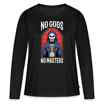 Pas de dieux pas de maîtres - T-shirt manches longues Premium bio Femme - noir - Devant - Julia (174cm)
