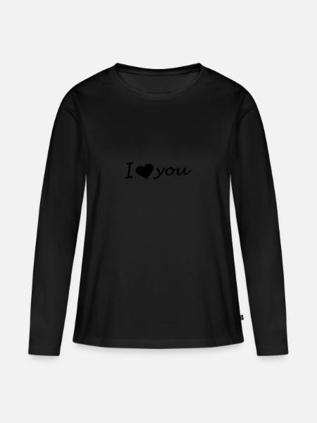 I love you - Frauen Premium Bio Langarmshirt - Schwarz