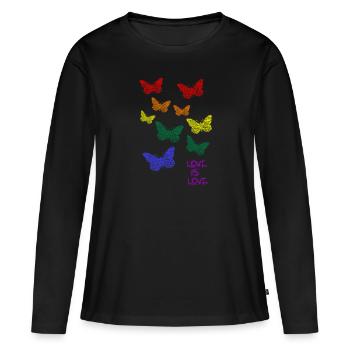 Regenbogen Rainbow LGBTQ CSD - Frauen Premium Bio Langarmshirt - Schwarz - Vorne - Julia (174cm)