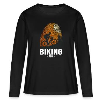 biking ADN vélo velo vélos velos - T-shirt manches longues Premium bio Femme - noir - Devant - Julia (174cm)