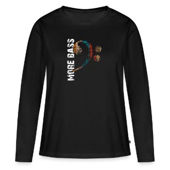 | plus de basses J’adore les | de basse Clef de fa - T-shirt manches longues Premium bio Femme - noir - Devant - Julia (174cm)