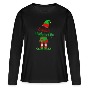 Santa's heißeste Elfe - Frauen Premium Bio Langarmshirt - Schwarz - Vorne - Julia (174cm)