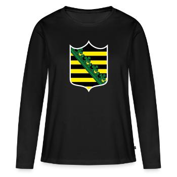 Saxe - T-shirt manches longues Premium bio Femme - noir - Devant - Julia (174cm)