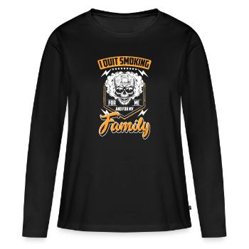 Zigarette Disziplin - Frauen Premium Bio Langarmshirt - Schwarz - Vorne - Julia (174cm)