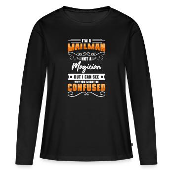 Briefträger Sendung Kurierdienst - Frauen Premium Bio Langarmshirt - Schwarz - Vorne - Julia (174cm)