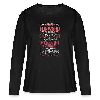 Signe du zodiaque Mois de naissance Zodiaque - T-shirt manches longues Premium bio Femme - noir - Devant - Julia (174cm)