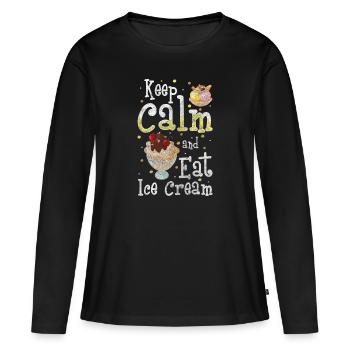 Softeis Kugel Strand Creme - Frauen Premium Bio Langarmshirt - Schwarz - Vorne - Julia (174cm)