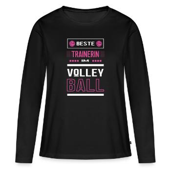 Beste Volleyball Trainerin Volleyballtrainerin - Frauen Premium Bio Langarmshirt - Schwarz - Vorne - Julia (174cm)